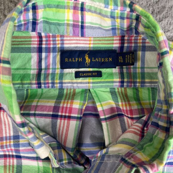 Ralph Lauren Shirt Men XL Green Purple Blue Oxford Long Sleeve Button Down - Picture 5 of 11